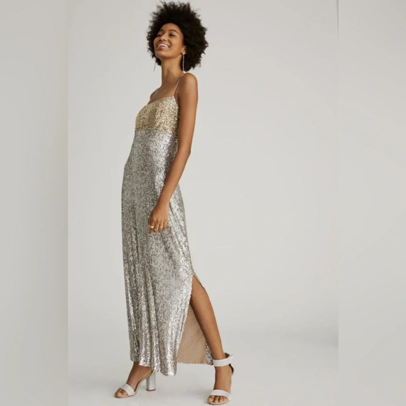 NWT Sachin & Babi x Anthropologie Colorblocked Sequined Midi Dress 18W Plus - Picture 3 of 13